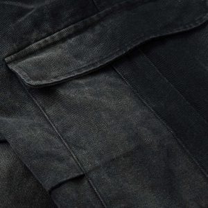 Concert Outfit Washed Multi Pocket Drawstring Cargo Jeans