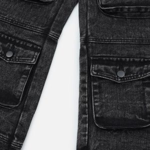 Concert Outfit Washed Multi Pocket Jeans