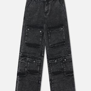 Concert Outfit Washed Multi Pocket Jeans