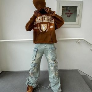 Concert Outfit Washed Multi-Pocket Work Cargo Jeans