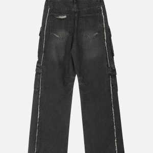 Concert Outfit Washed Multi-Pocket Work Jeans