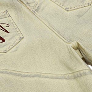 Concert Outfit Washed Print Baggy Denim Shorts