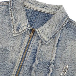 Concert Outfit Washed Raw Edge Denim Shirt