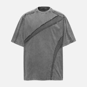 Concert Outfit Washed Raw Edge Split Oversized T-Shirt