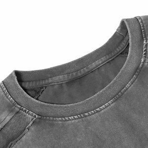 Concert Outfit Washed Raw Edge Split Oversized T-Shirt