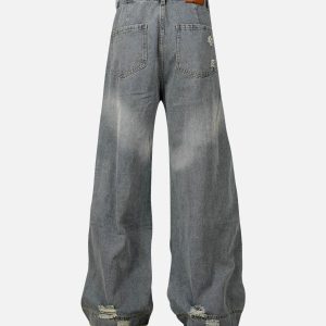 Concert Outfit Washed Ripped Baggy Jeans