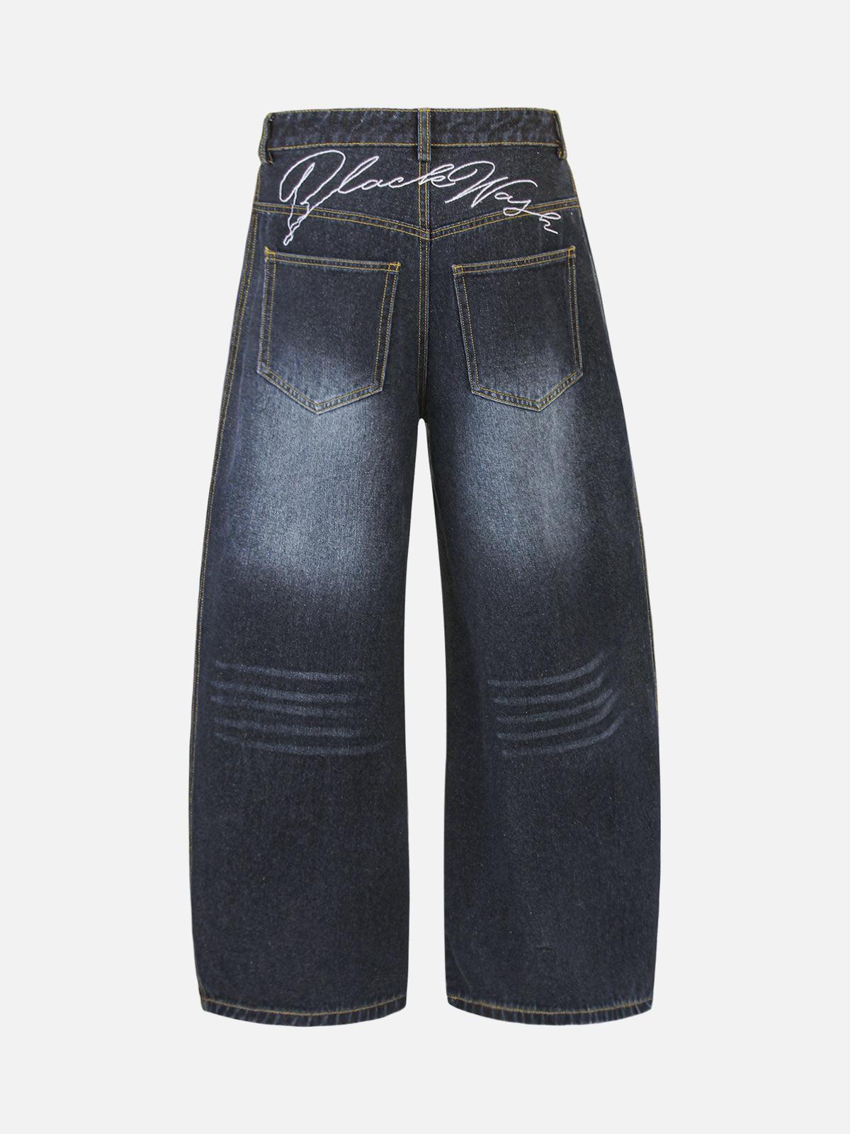 Concert Outfit Washed Ripped Embroidered Barrel Jeans Concert Outfit Washed Ripped Embroidered Barrel Jeans