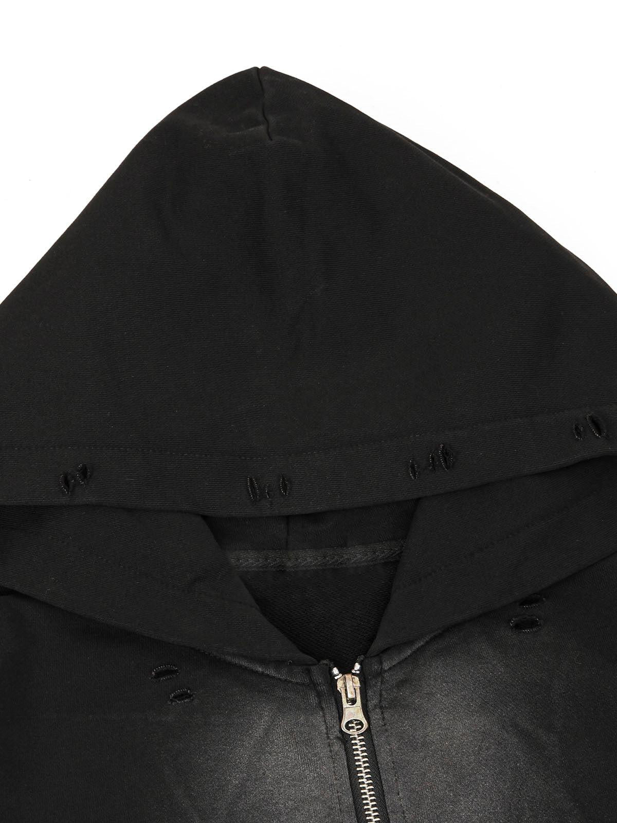 Concert Outfit Washed Ripped Zip Up Hoodie Concert Outfit Washed Ripped Zip Up Hoodie