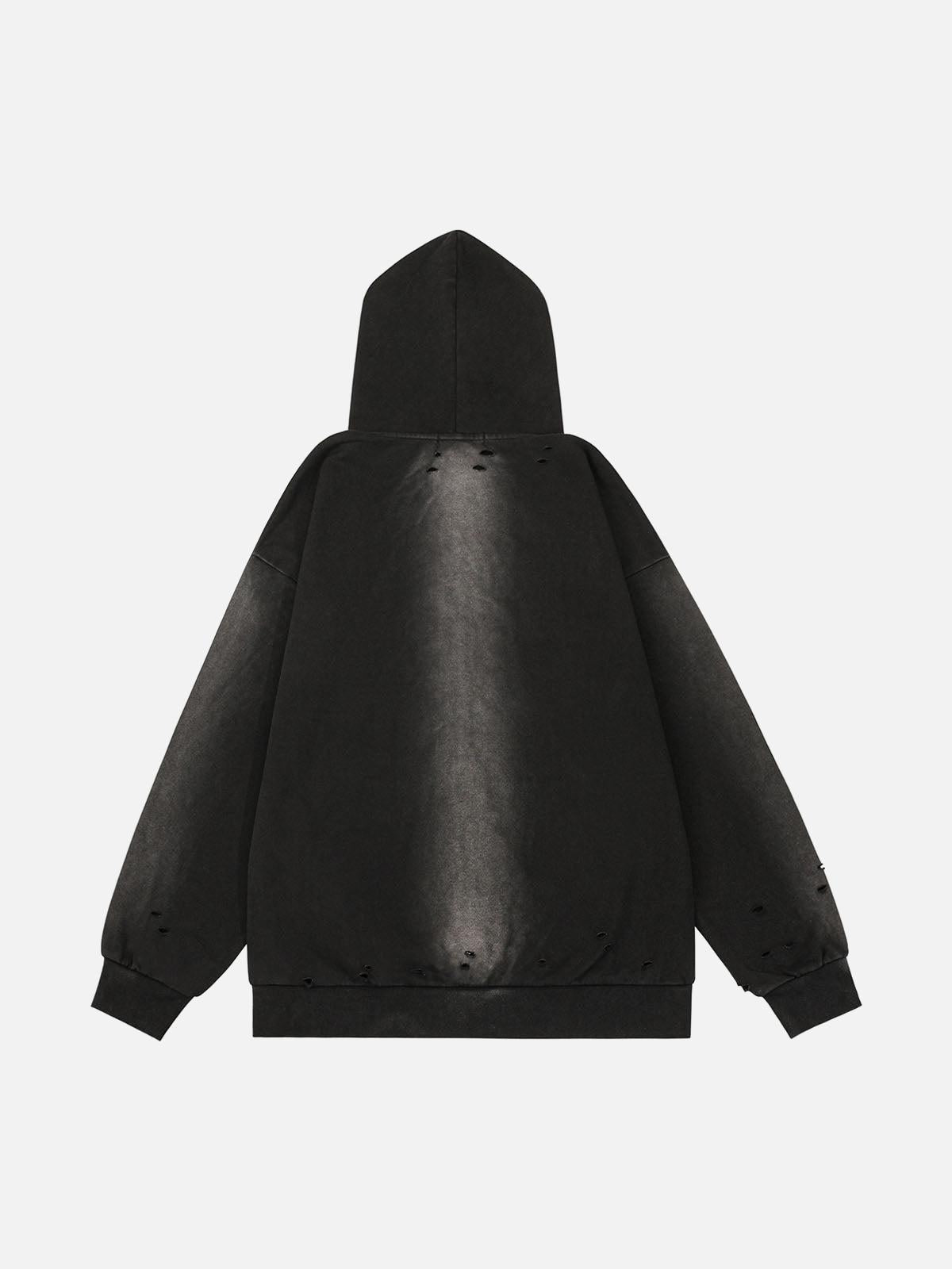 Concert Outfit Washed Ripped Zip Up Hoodie Concert Outfit Washed Ripped Zip Up Hoodie