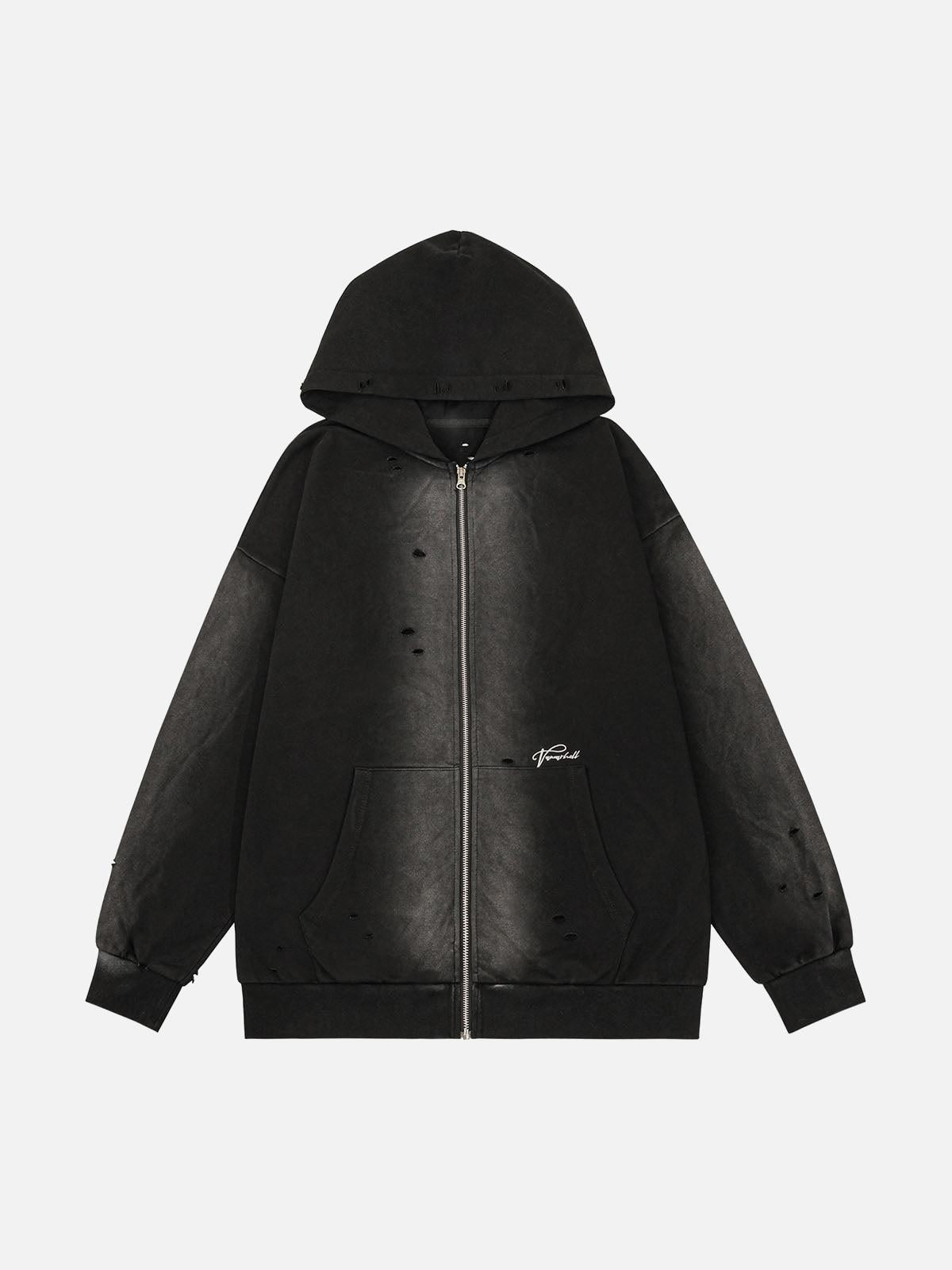 Concert Outfit Washed Ripped Zip Up Hoodie Concert Outfit Washed Ripped Zip Up Hoodie