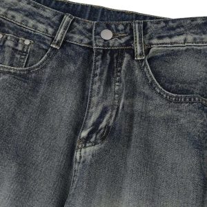 Concert Outfit Washed Side Pocket Raw Edge Baggy Jeans