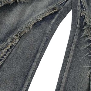 Concert Outfit Washed Side Pocket Raw Edge Baggy Jeans