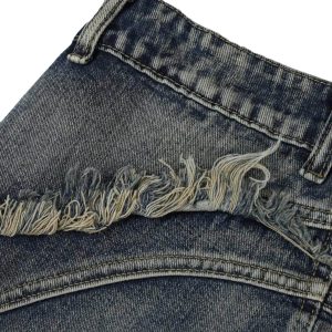 Concert Outfit Washed Side Pocket Raw Edge Baggy Jeans