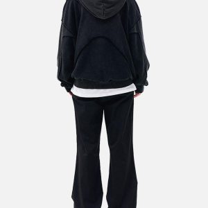 Concert Outfit Washed Splicing Hoodie