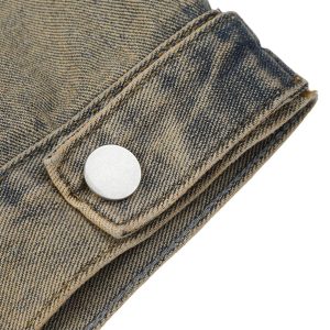 Concert Outfit Washed Vintage Letter Print Denim Jacket