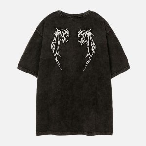 Concert Outfit Washed Wings Print Tee