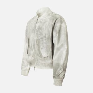 Concert Outfit Wasteland Dirty Dyed Leather Bomber Jacket