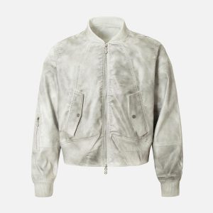 Concert Outfit Wasteland Dirty Dyed Leather Bomber Jacket