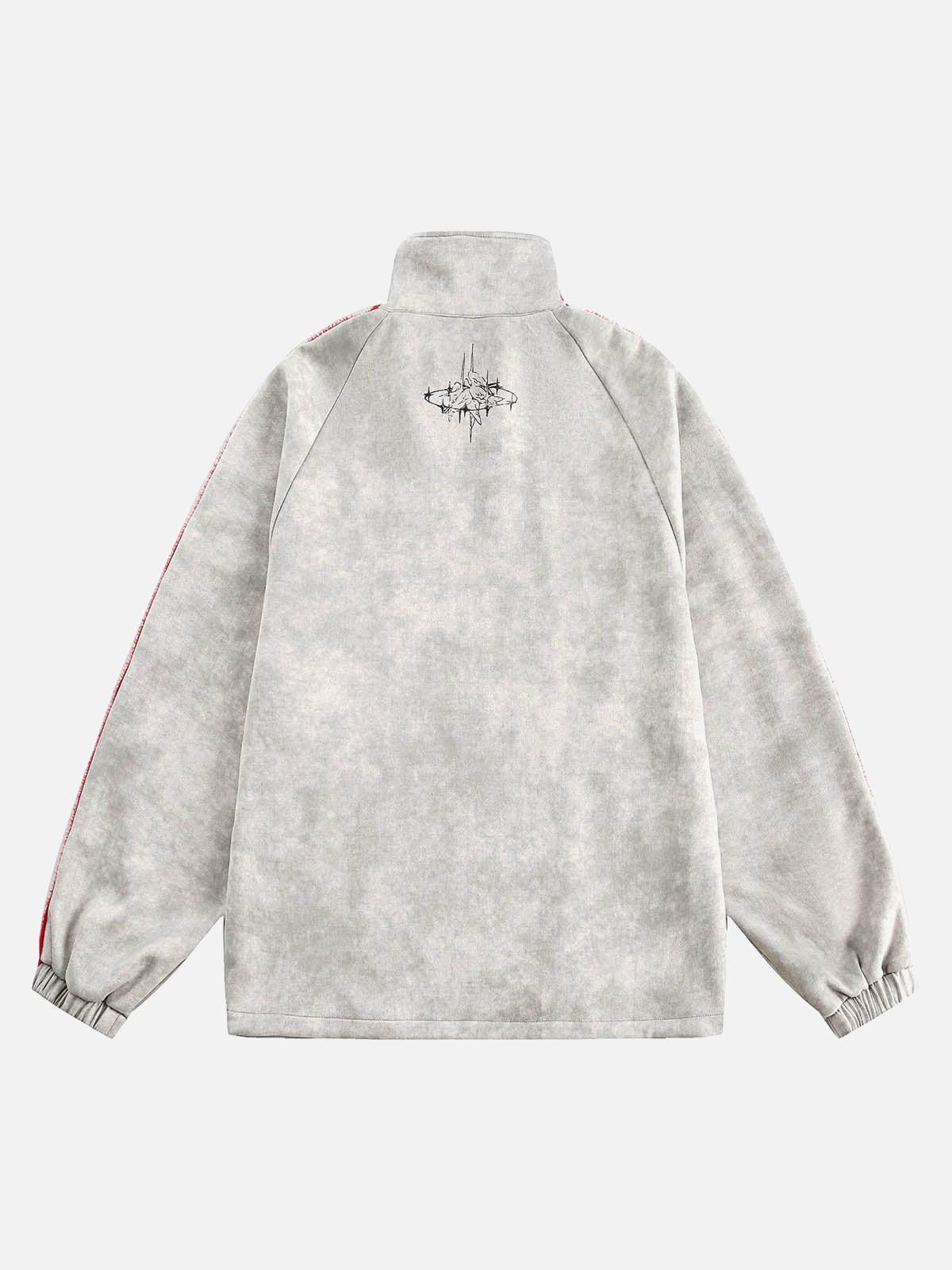 Concert Outfit Wasteland Patchwork Graffiti Zip Up Jacket Concert Outfit Wasteland Patchwork Graffiti Zip Up Jacket