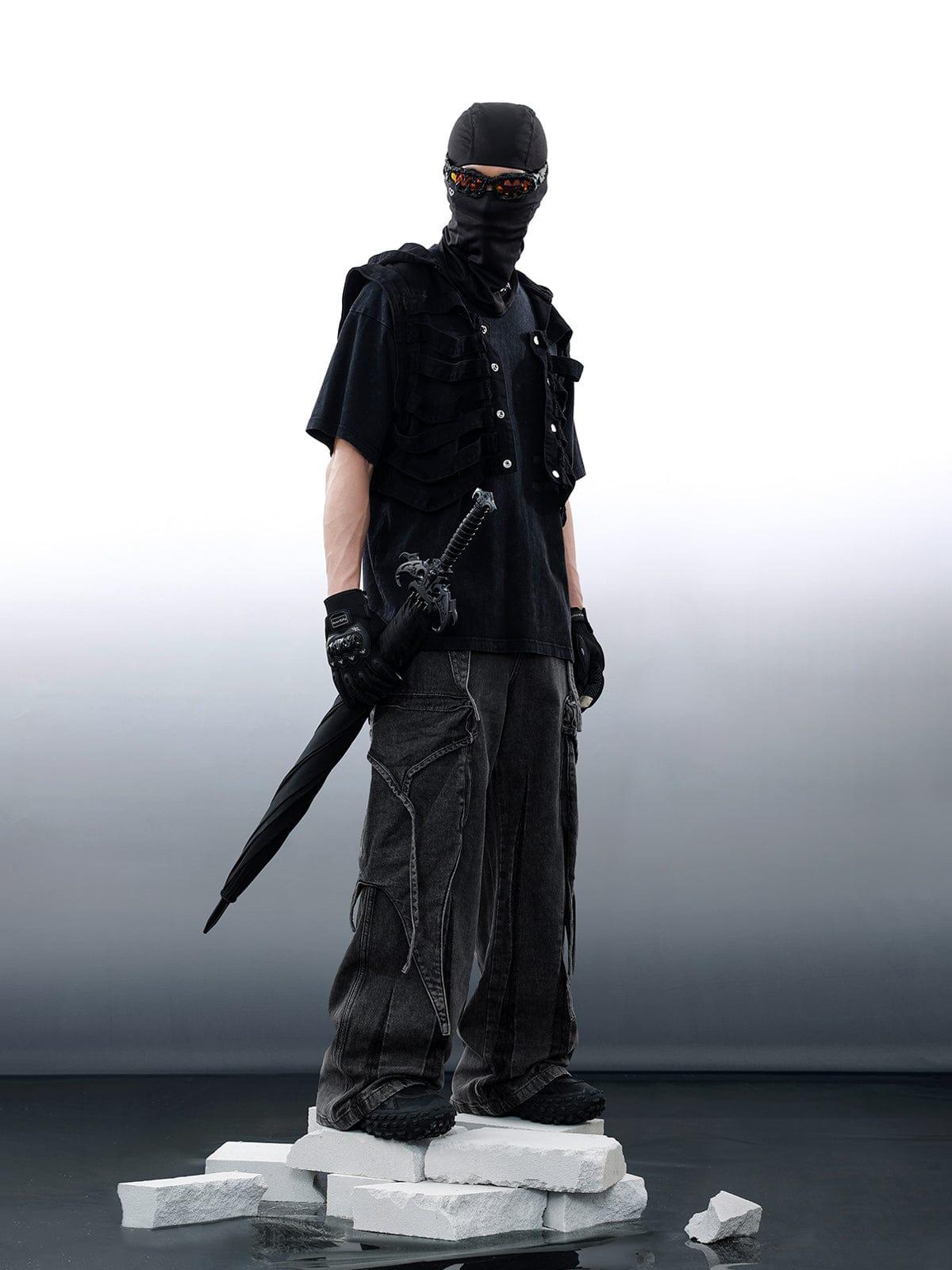 Concert Outfit Wasteland Punk Washed Wide Leg Jeans Concert Outfit Wasteland Punk Washed Wide Leg Jeans