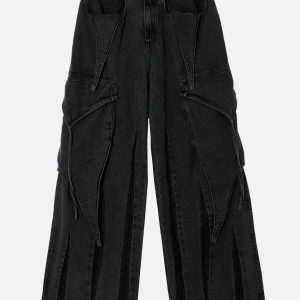 Concert Outfit Wasteland Punk Washed Wide Leg Jeans