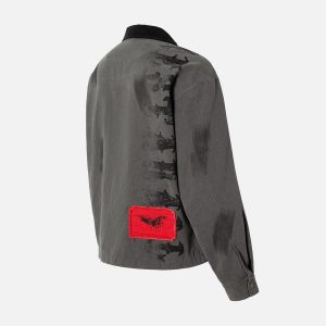 Concert Outfit Wasteland Style Portrait Print Patchwork Barn Jacket