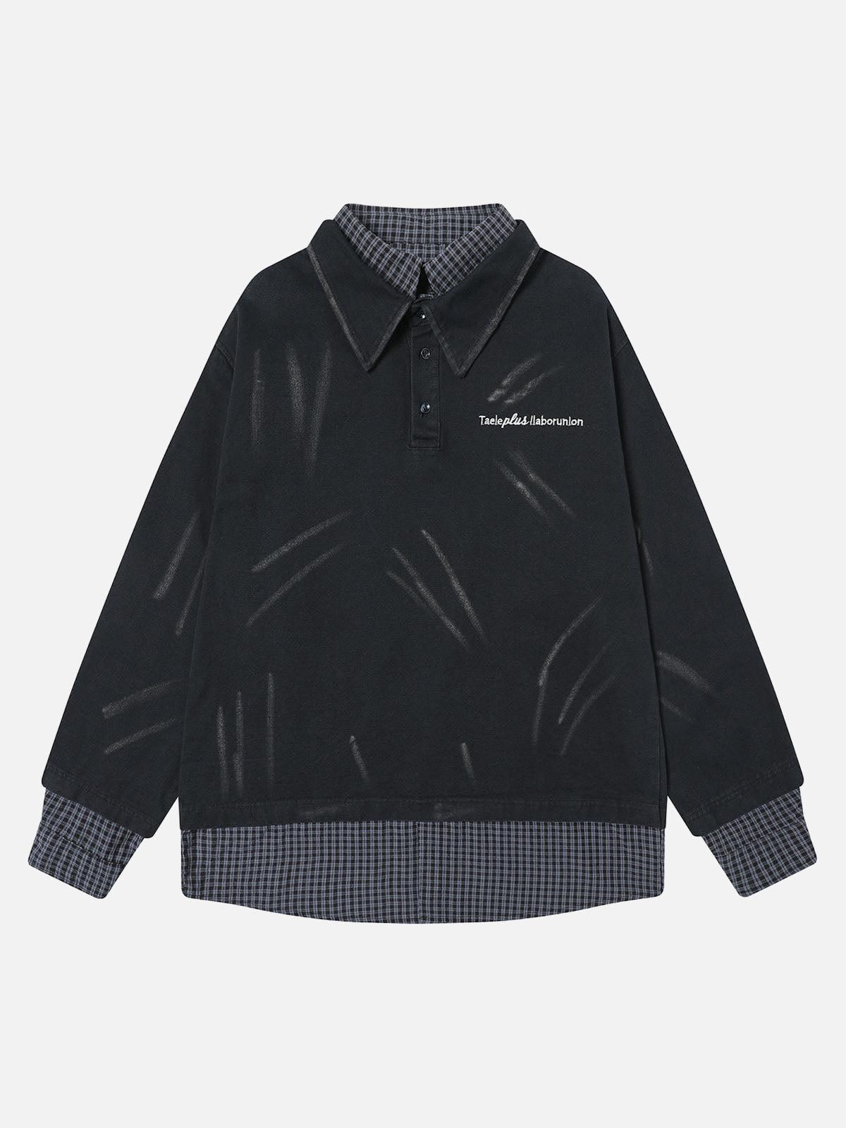 Concert Outfit Wasteland Style Retro Washed Faux Two-Piece Shirt Concert Outfit Wasteland Style Retro Washed Faux Two-Piece Shirt