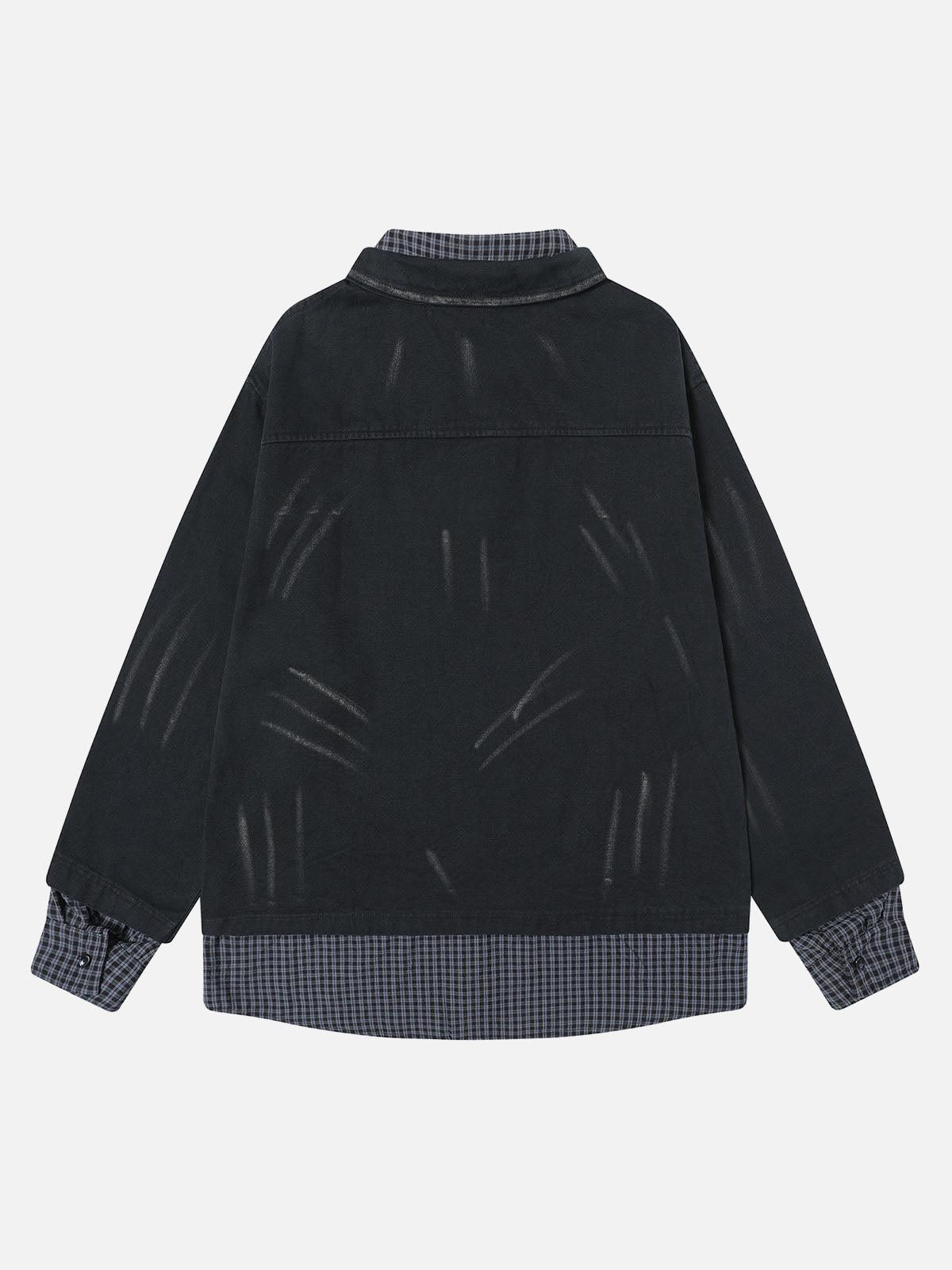 Concert Outfit Wasteland Style Retro Washed Faux Two-Piece Shirt Concert Outfit Wasteland Style Retro Washed Faux Two-Piece Shirt