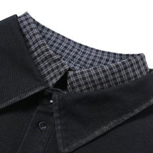 Concert Outfit Wasteland Style Retro Washed Faux Two-Piece Shirt