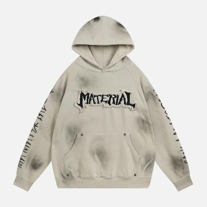 Concert Outfit Wasteland Washed Patched Embroidered Hoodie