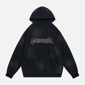 Concert Outfit Wasteland Washed Patched Embroidered Hoodie