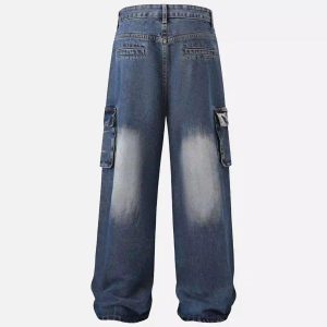 Concert Outfit Water Ripple Multi-Pocket Cargo Jeans