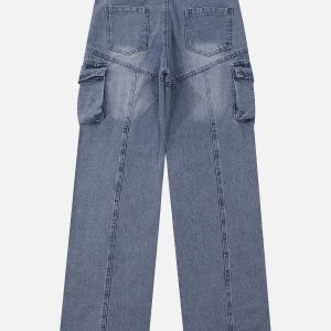 Concert Outfit Water-Washed Splicing Jeans
