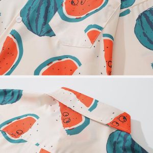 Concert Outfit Watermelon Print Long-Sleeved Shirt
