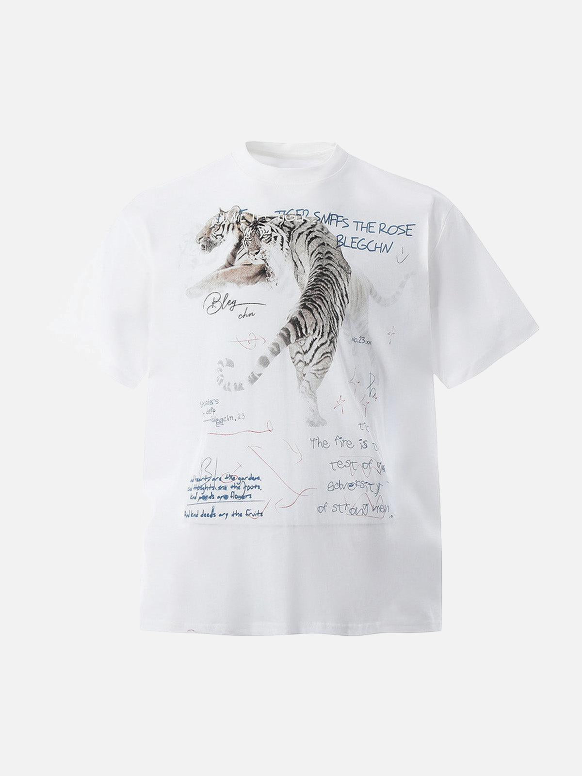 Concert Outfit White Tiger Print T-Shirt Concert Outfit White Tiger Print T-Shirt