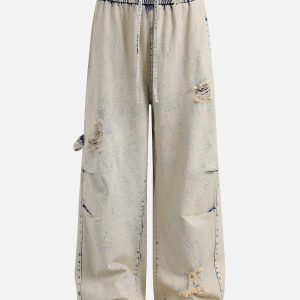 Concert Outfit Yellow Mud Washed Loose Jeans