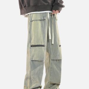 Concert Outfit Zip Pocket Drawstring Jeans