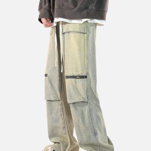 Concert Outfit Zip Pocket Drawstring Jeans