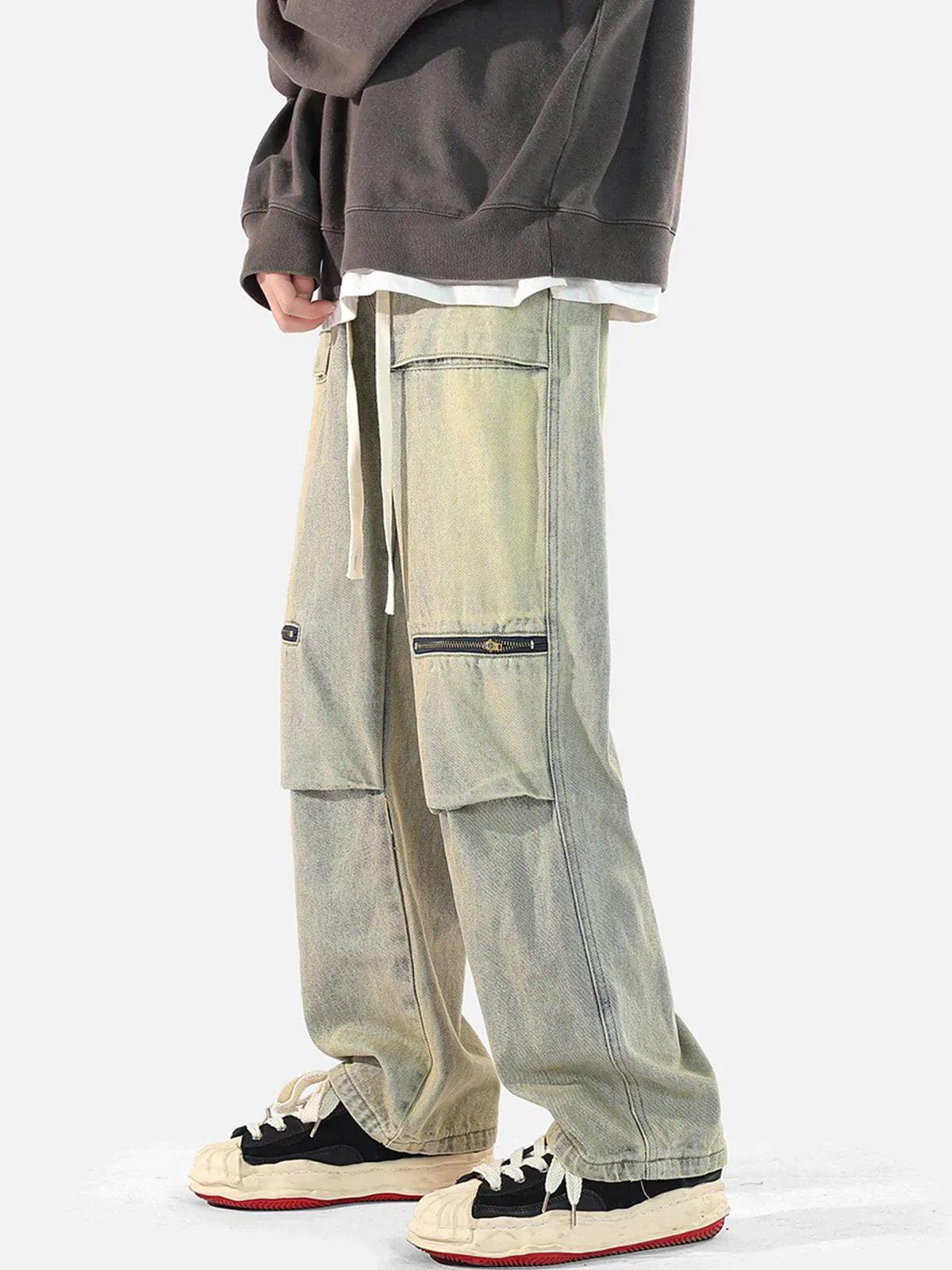 Concert Outfit Zip Pocket Drawstring Jeans Concert Outfit Zip Pocket Drawstring Jeans