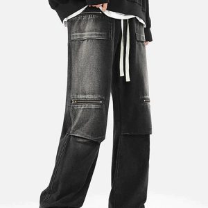 Concert Outfit Zip Pocket Drawstring Jeans