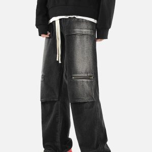 Concert Outfit Zip Pocket Drawstring Jeans