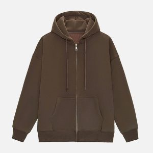 Concert Outfit ZIP UP Solid Color Hoodie