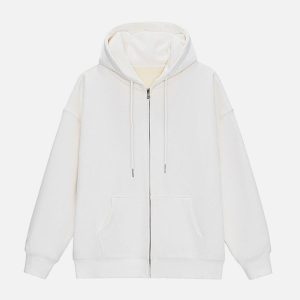 Concert Outfit ZIP UP Solid Color Hoodie