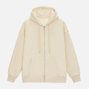 Concert Outfit ZIP UP Solid Color Hoodie