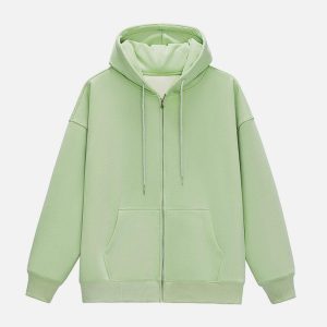 Concert Outfit ZIP UP Solid Color Hoodie