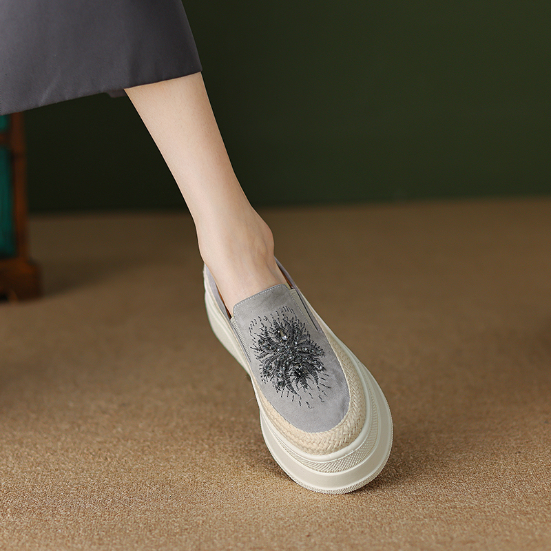 6 cm Thick-Soled Slip-On Loafers for Women - Italian-Style Genuine Leather Soft Sole Comfortable Footwear