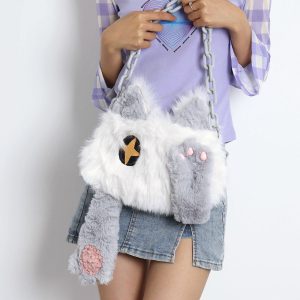Adorable Plush Orange Cat Crossbody Bag for Women - Soft Face-Covering Shoulder Bag, 2024 Autumn Niche Style