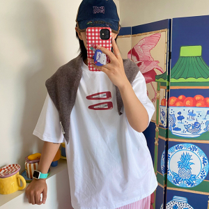 American Retro Minimalist Casual Printed T-Shirt for Men and Women - Versatile Loose Fit Pure Cotton Short Sleeve