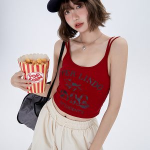 American-Style Printed Camisole for Women - Summer 2023 Niche Design, Trendy Short Spicy Girl Top
