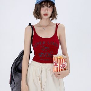 American-Style Printed Camisole for Women - Summer 2023 Niche Design, Trendy Short Spicy Girl Top